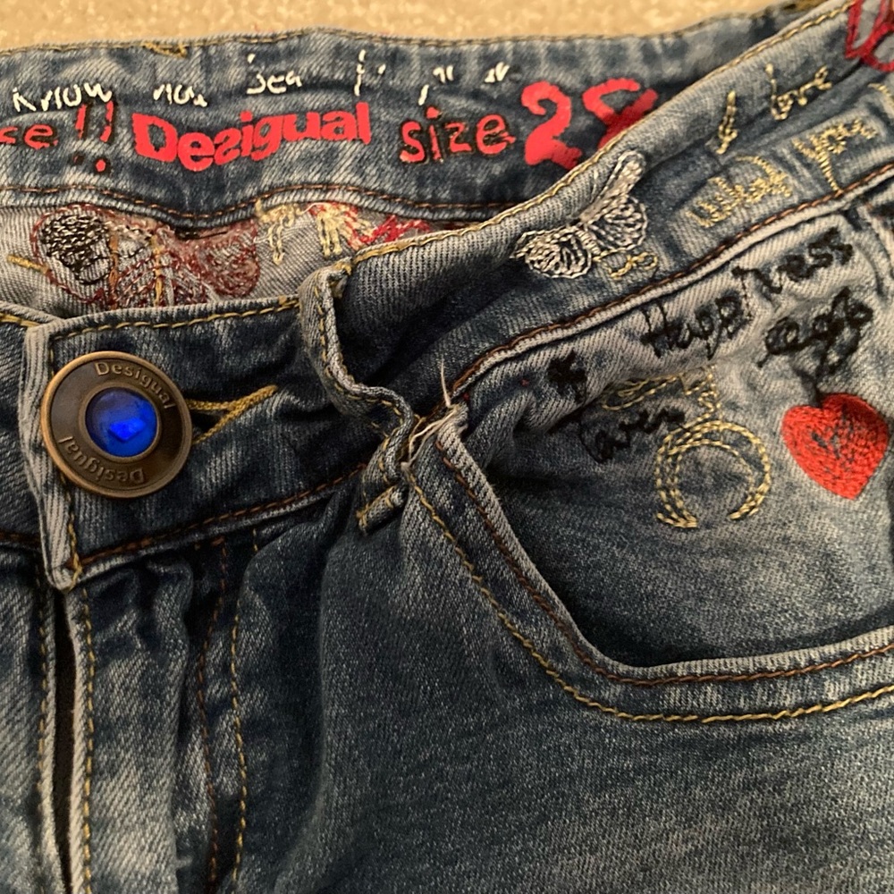 Desigual Blue Jeans with Intricate Patterns